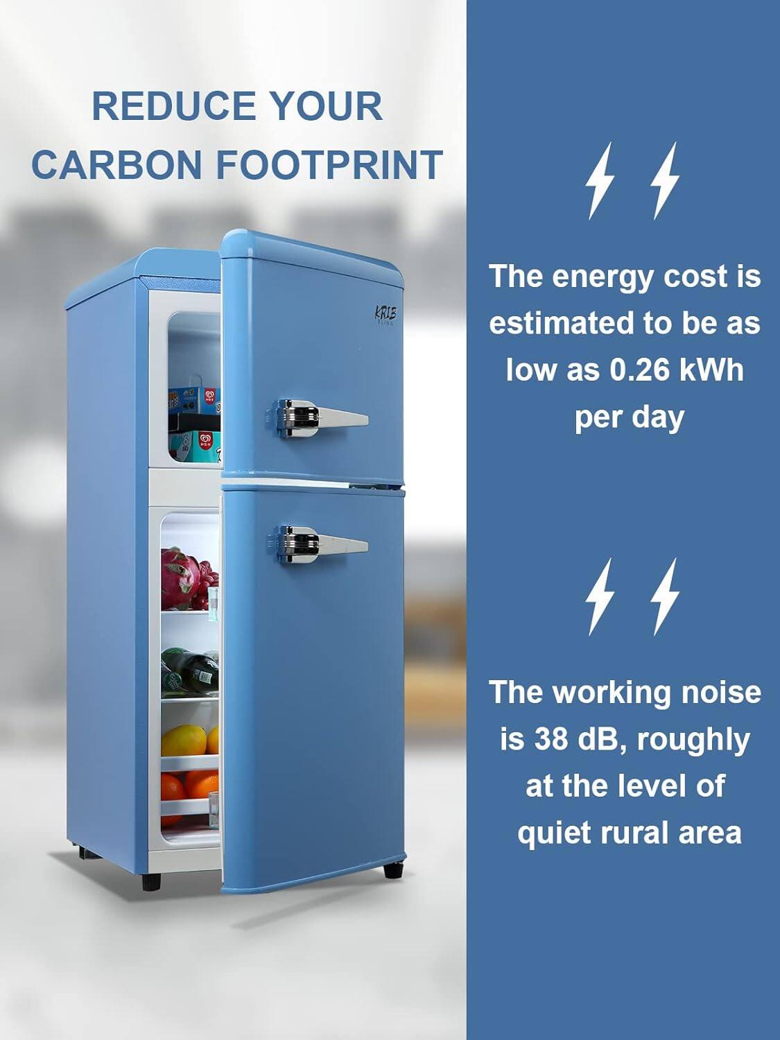 REDUCE YOUR CARBON FOOTPRINT

The energy cost is estimated to be as low as 0.26 kWh per day

The working noise is 38 dB, roughly at the level of quiet rural area