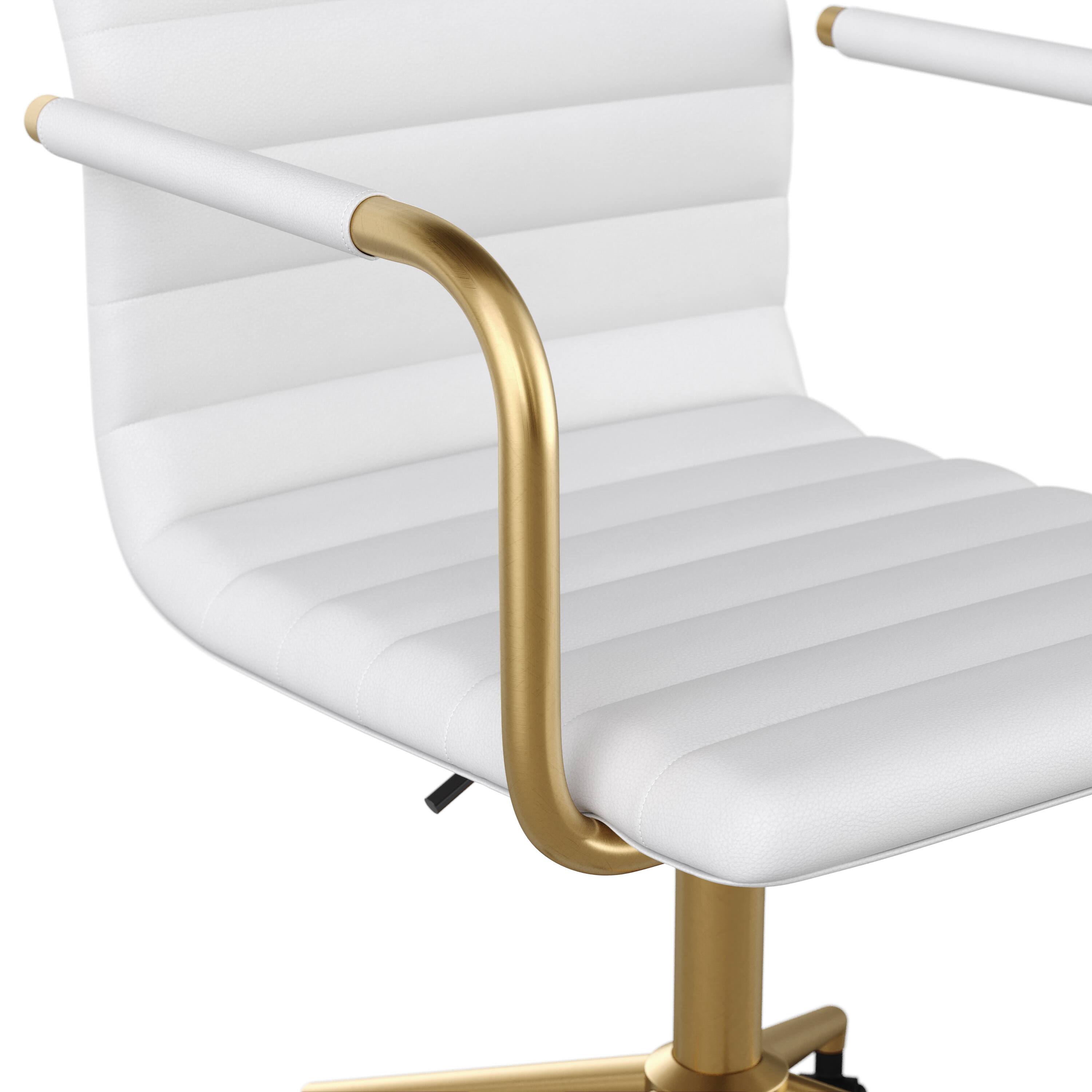 Alt View 22. Martha Stewart - Taytum Faux Leather Office Chair - White Faux Leather/Polished Brass.