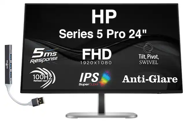 HP Series 5 Pro 24" 5ms Response FHD 1920x1080 100Hz IPS Anti-Glare Tilt, Pivot, Swivel