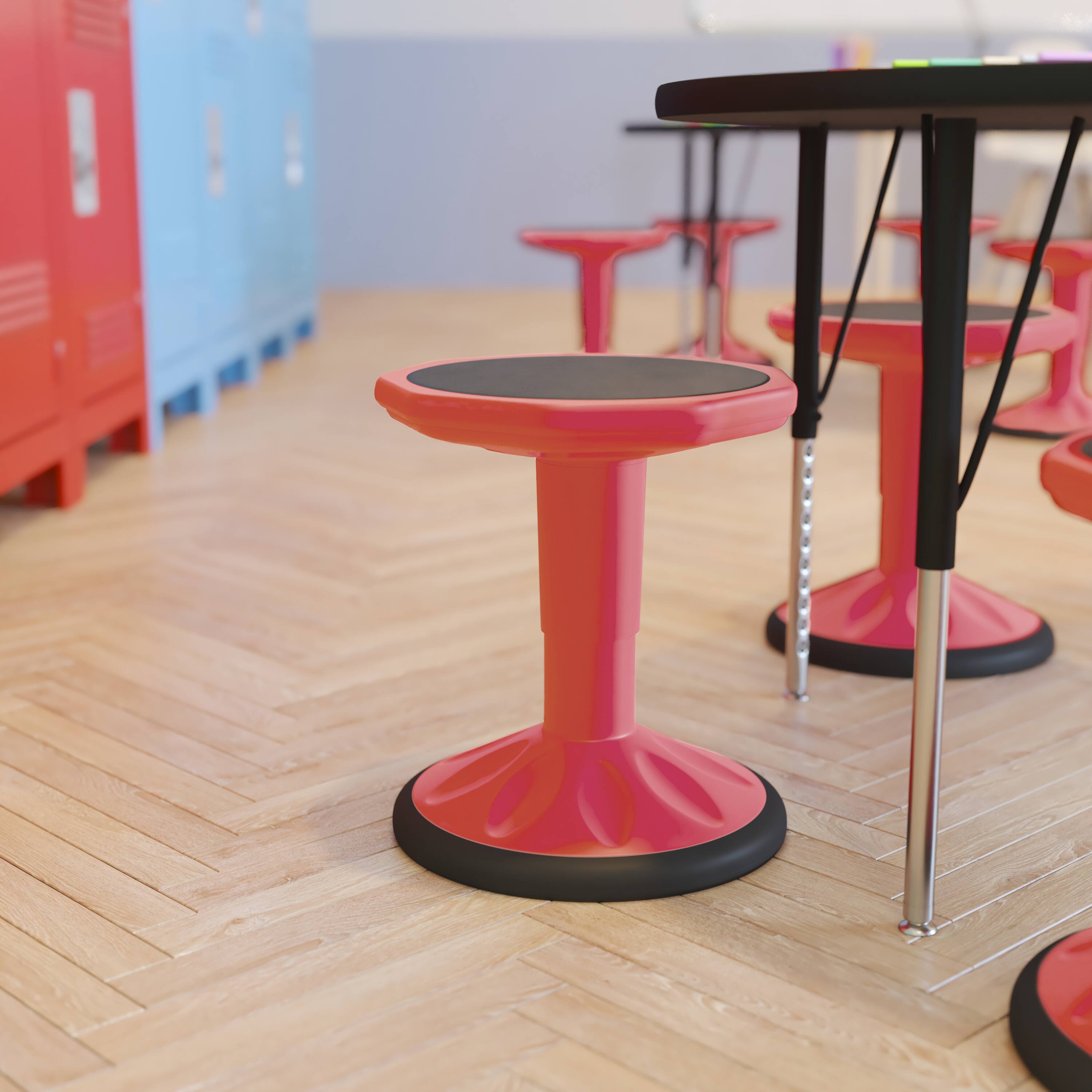 Alt View 3. Emma + Oliver - Saylor Height Adjustable Active Motion Stool for Kids with Weighted Rubber Non-Slip Bottom - Red.