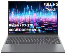 Lenovo - Upgraded - IdeaPad Slim 3 15.3" 2K Touchscreen Laptop - AMD Ryzen 7 170 - 40GB Memory - 512GB SSD-AMD Radeon 680M-Windows 11 Home - Luna Grey