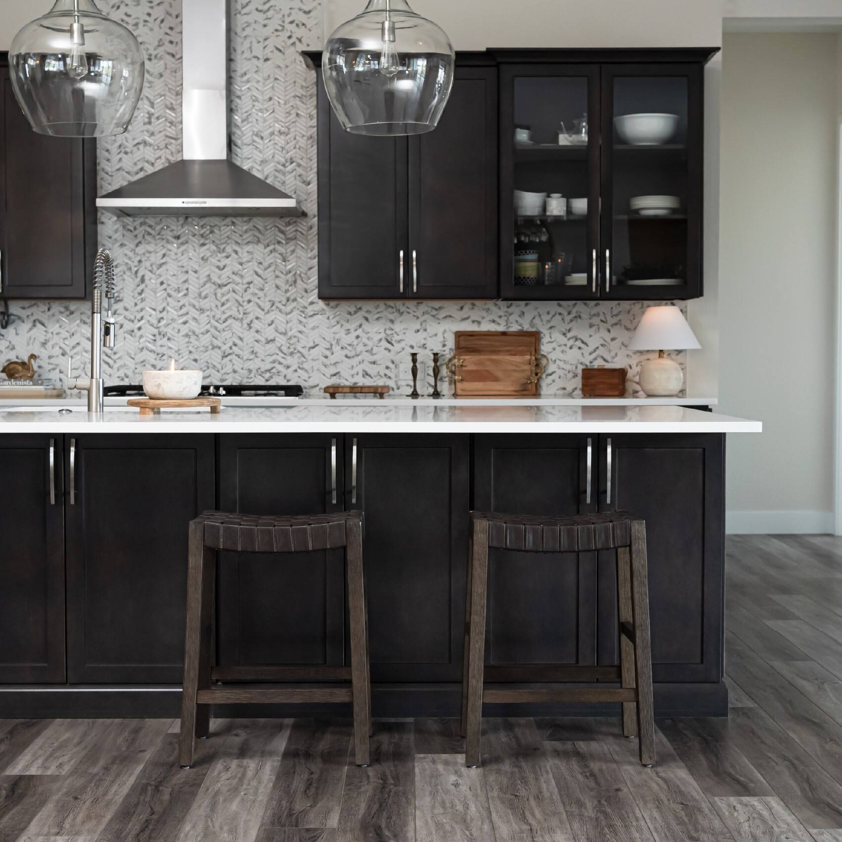 Alt View 6. Maven Lane - 26" Emerson Counter Stool In Weathered Brown Wood Finish With  Vegan Leather - Weathered Brown.