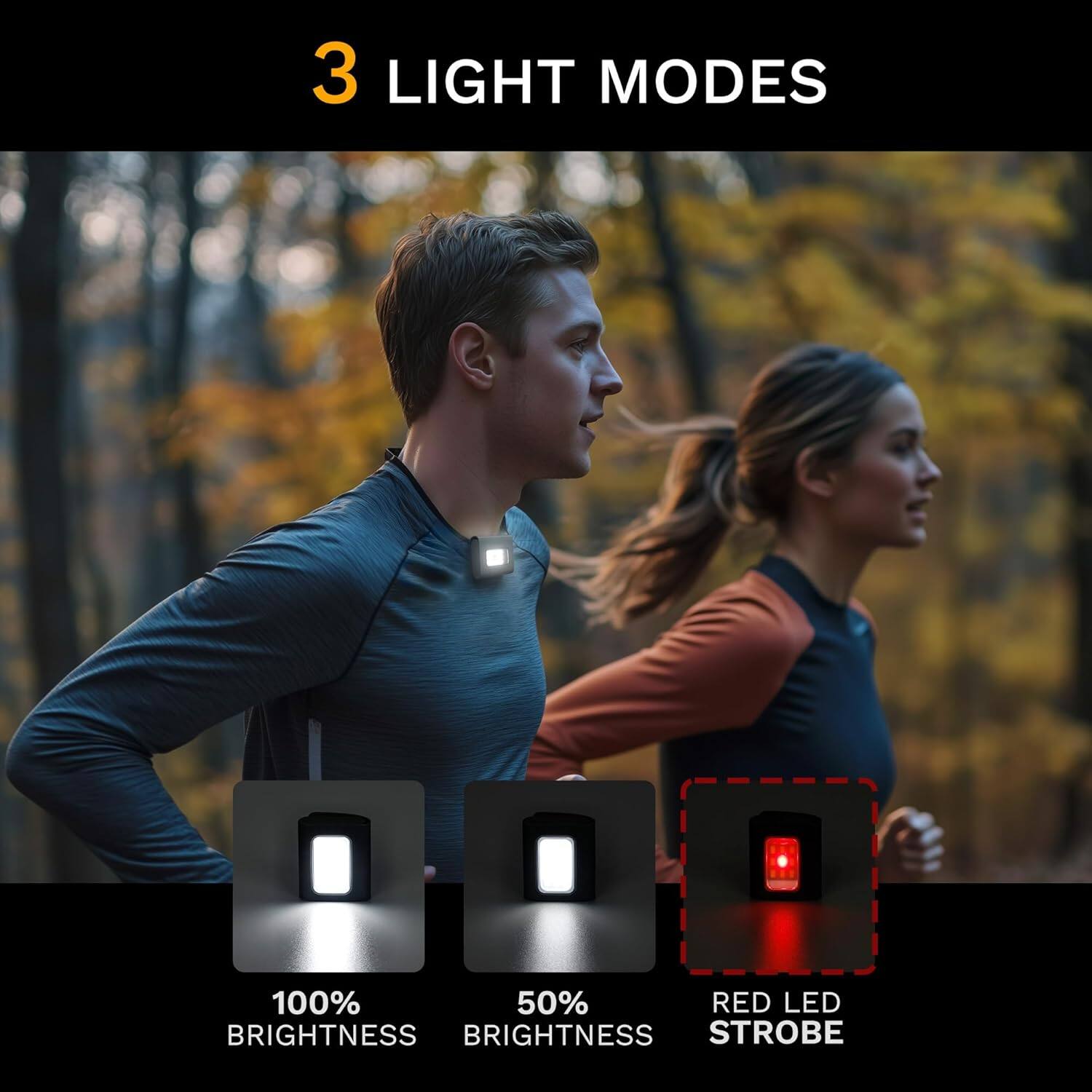 Angle. Schertz - 2-Pack USB Rechargeable Reflective Running Lights, Clip-On for Runners (Black).