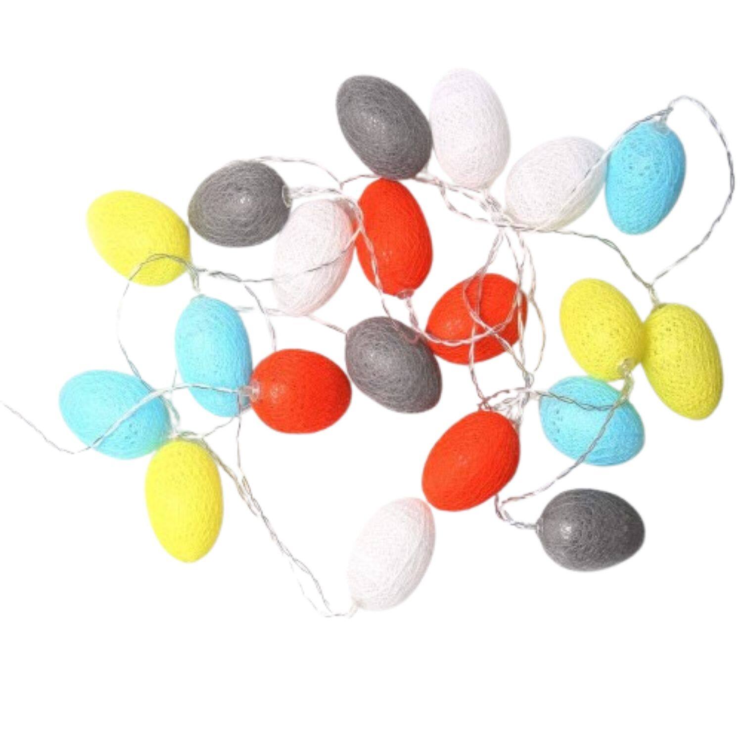Front. Home Collection - 10Ft 20Pc LED Bulb Easter Egg String Lights with Remote Control – Colorful 8-Mode Lighting.