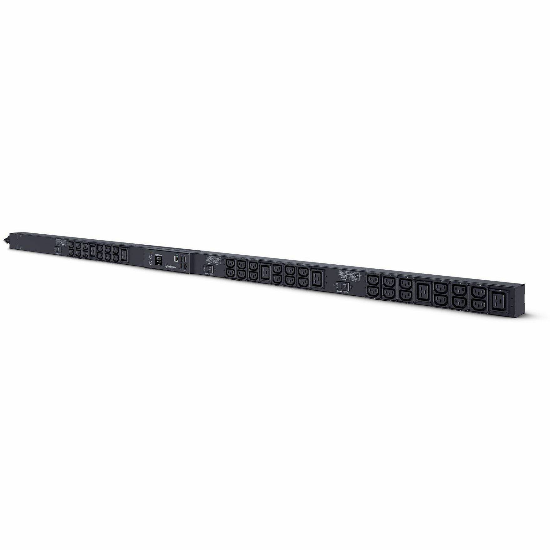 Left. CyberPower - PDU33108 Three Phase Monitored PDU 0U Rackmount - Black.