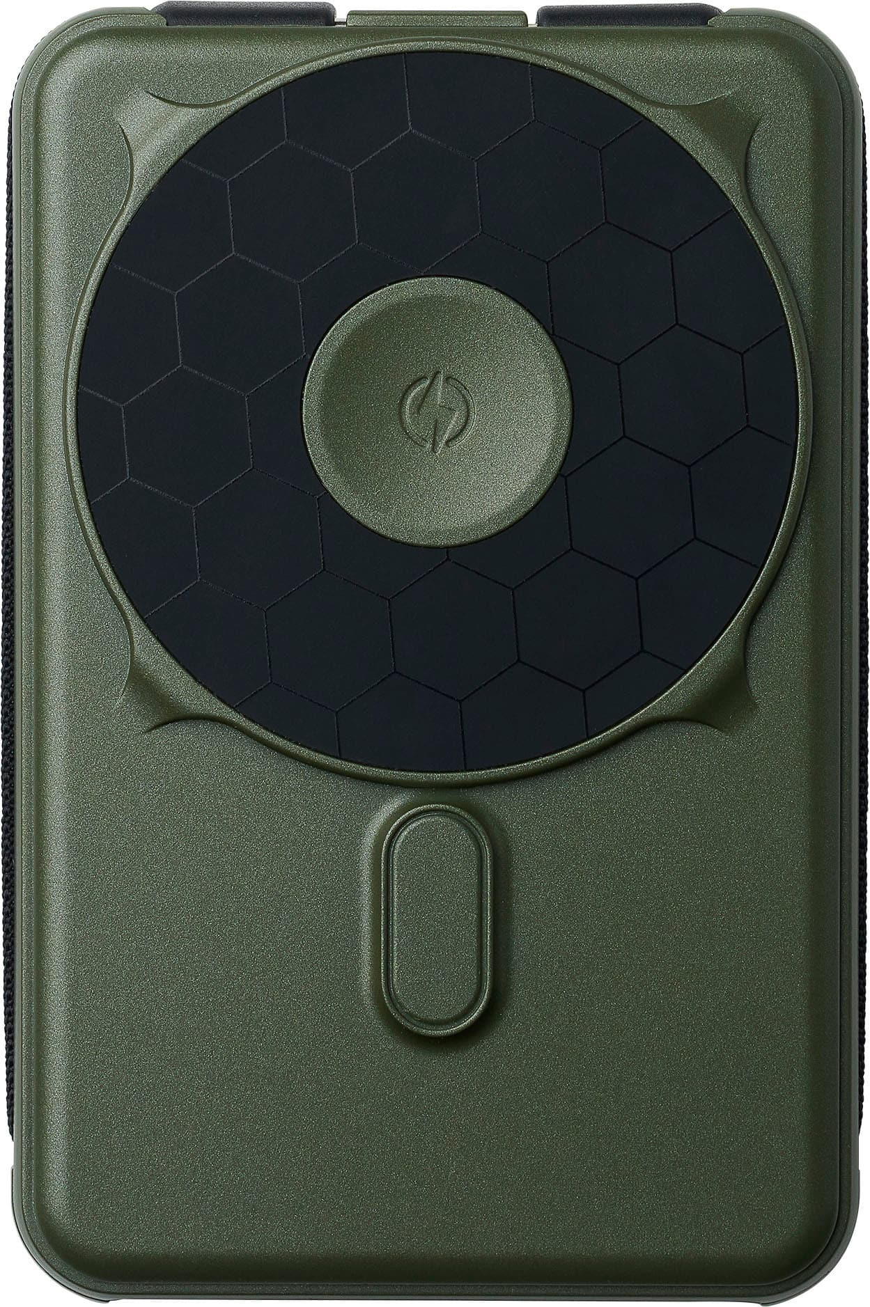 The Ridge Wallet - MAGSAFE POWER BANK 10,000mAh 20w 5-in-1 with integrated lightning and USB-C cables, Apple Watch charging, and Kickstand - Green - Front_Zoom