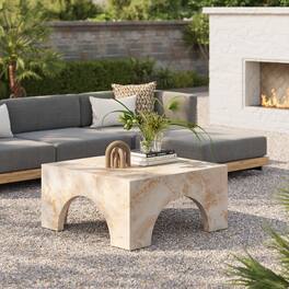 Valen Indoor - Outdoor Patio Arched Concrete Coffee Table by Modway - Honey Onyx