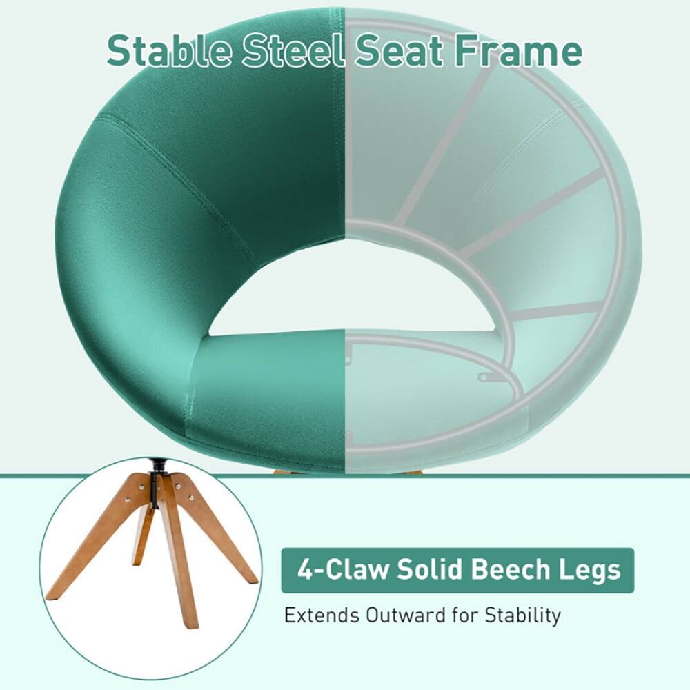 Stable Steel Seat Frame  
4-Claw Solid Beech Legs  
Extends Outward for Stability