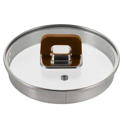 Front. NutriChef - NutriChef 3.1 Quart Saucepan Pot, Tempered Glass Lids, Works with NCCWSTKBR Brown (NCWSTKBR31LID) - Brown.