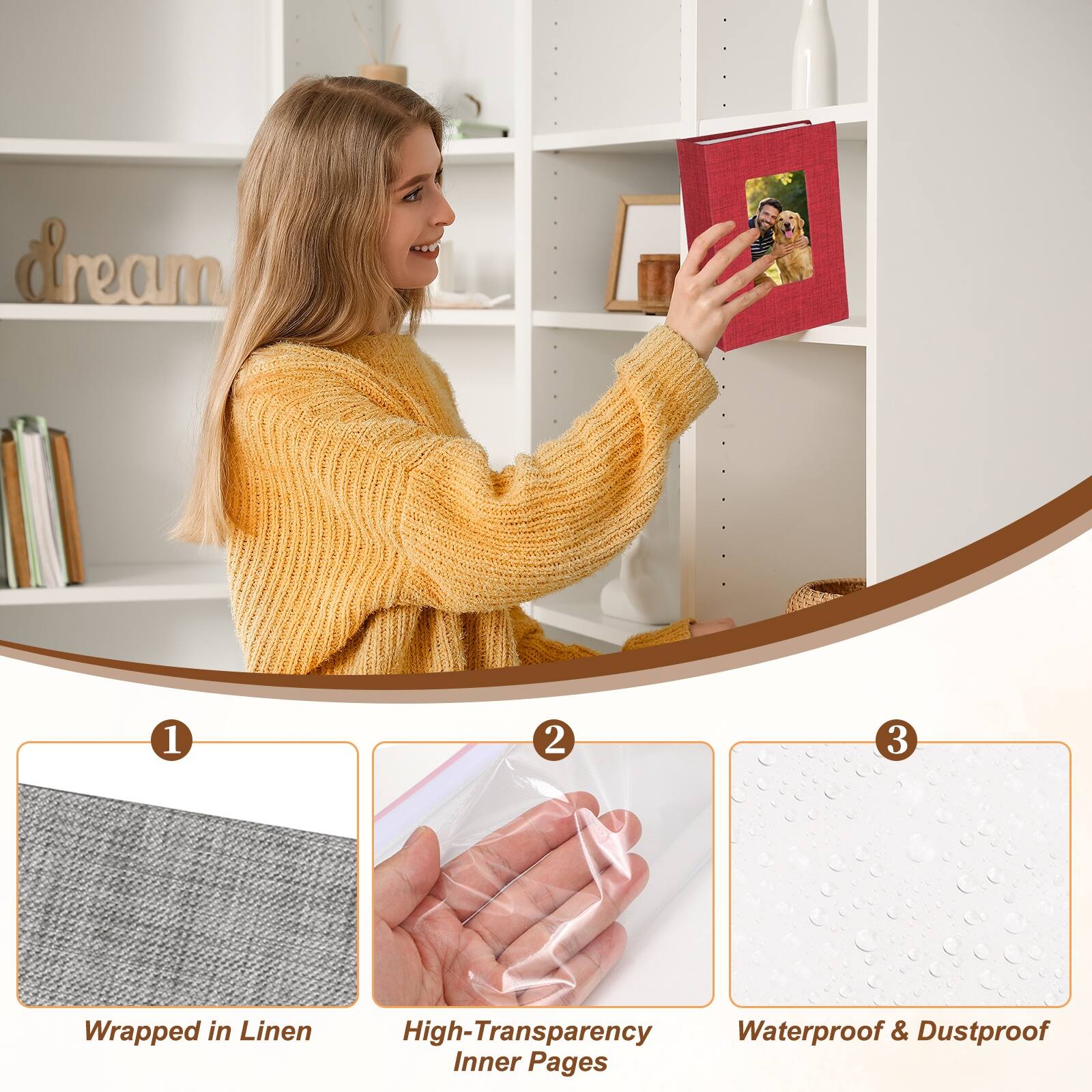 1. dream
2. Wrapped in Linen
3. High-Transparency Inner Pages
4. Waterproof & Dustproof