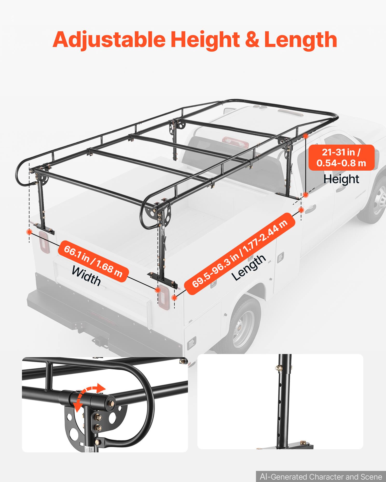 Adjustable Height & Length

66.1in | 1.68 m Width

21-31 in / 0.54-0.8 m Height

69.5-96.3 in / 1.77-2.44 m Length

AI-Generated Character and Scene