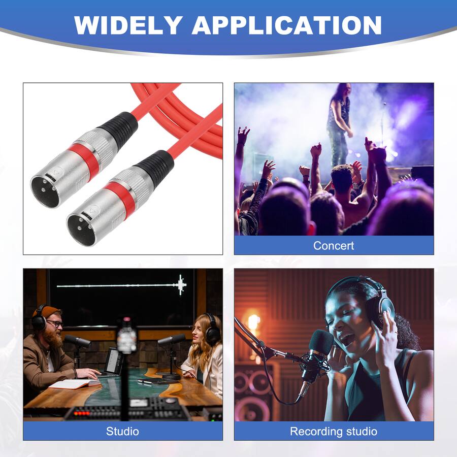 Mic In Cable Unique Bargains 3 Pin XLR Male to Male Microphone Cable with XLR Audio ...
