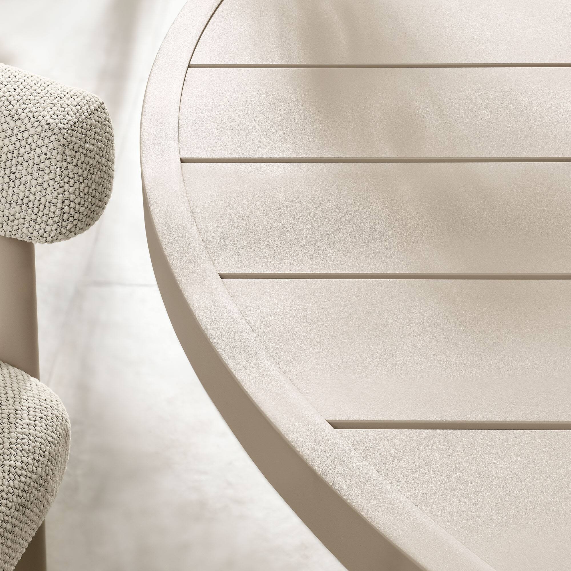 Alt View 1. Modway - Nautica Outdoor Patio 60" Round Aluminum Dining Table by Modway - Taupe.