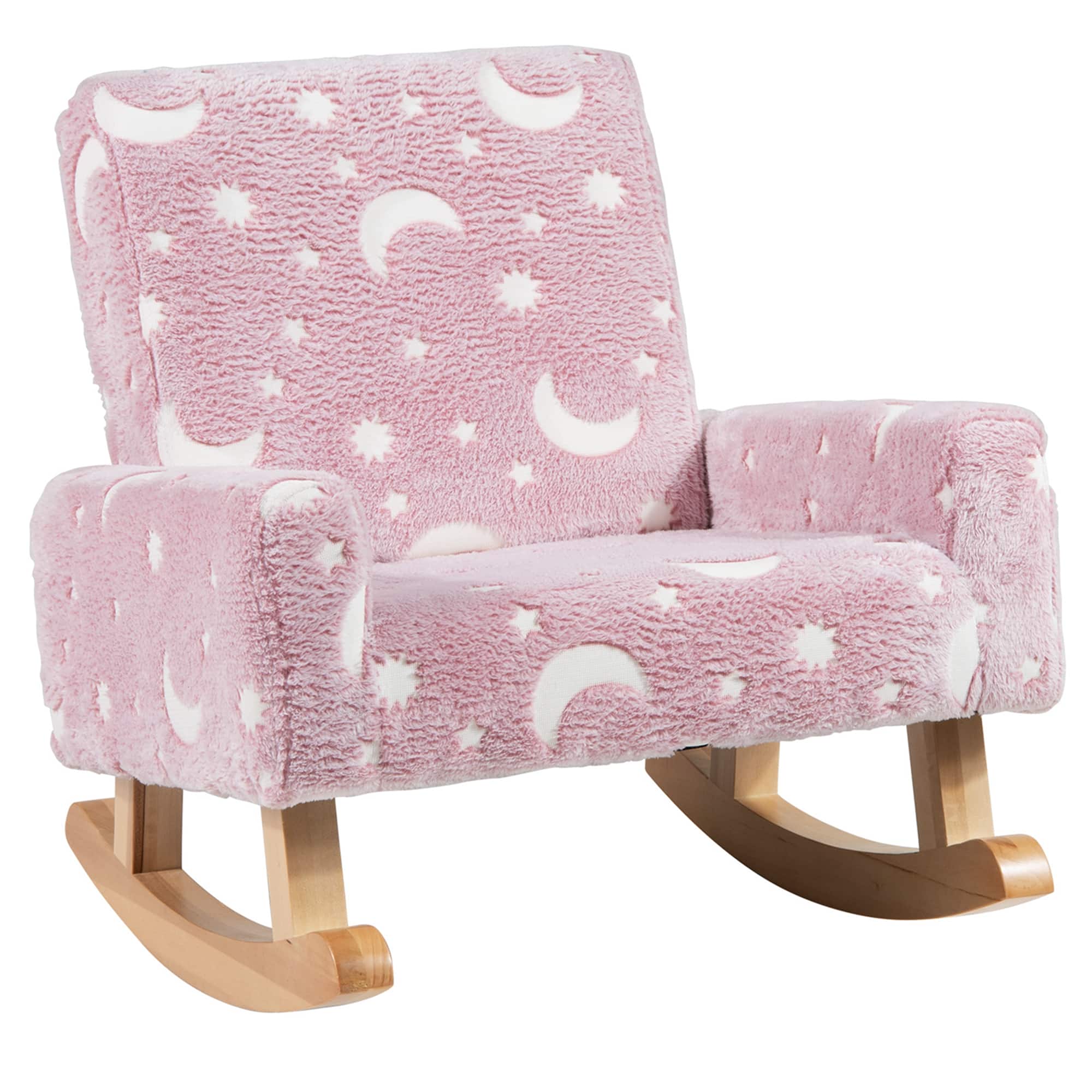 Costway - Kids Rocking Chair Upholstered Flannel Children Rocker with Comfy Backrest - Pink