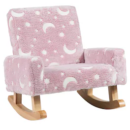 Costway - Kids Rocking Chair Upholstered Flannel Children Rocker with Comfy Backrest - Pink