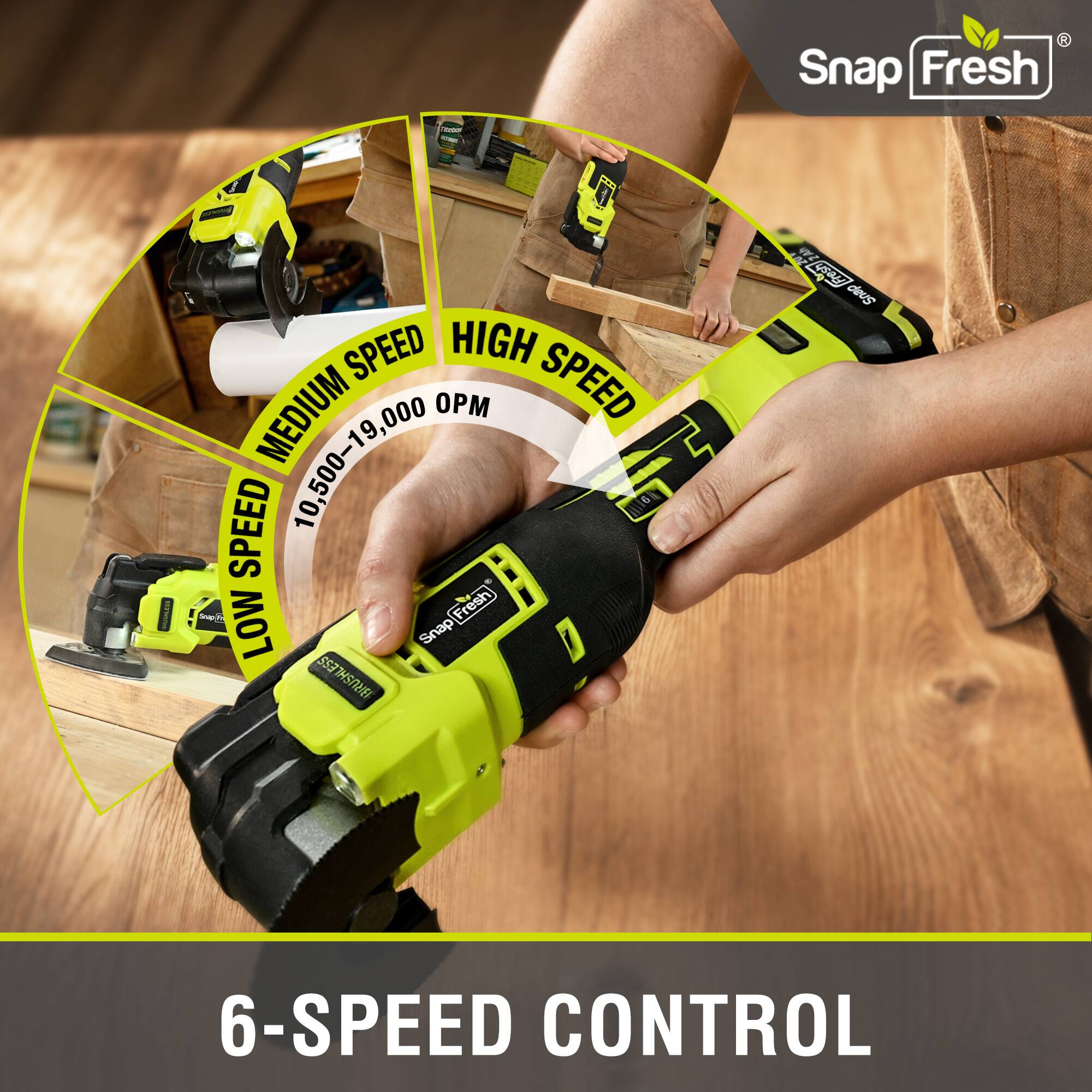 Snap Fresh 6-SPEED CONTROL

LOW SPEED
MEDIUM SPEED 10,500-19,000 OPM
HIGH SPEED