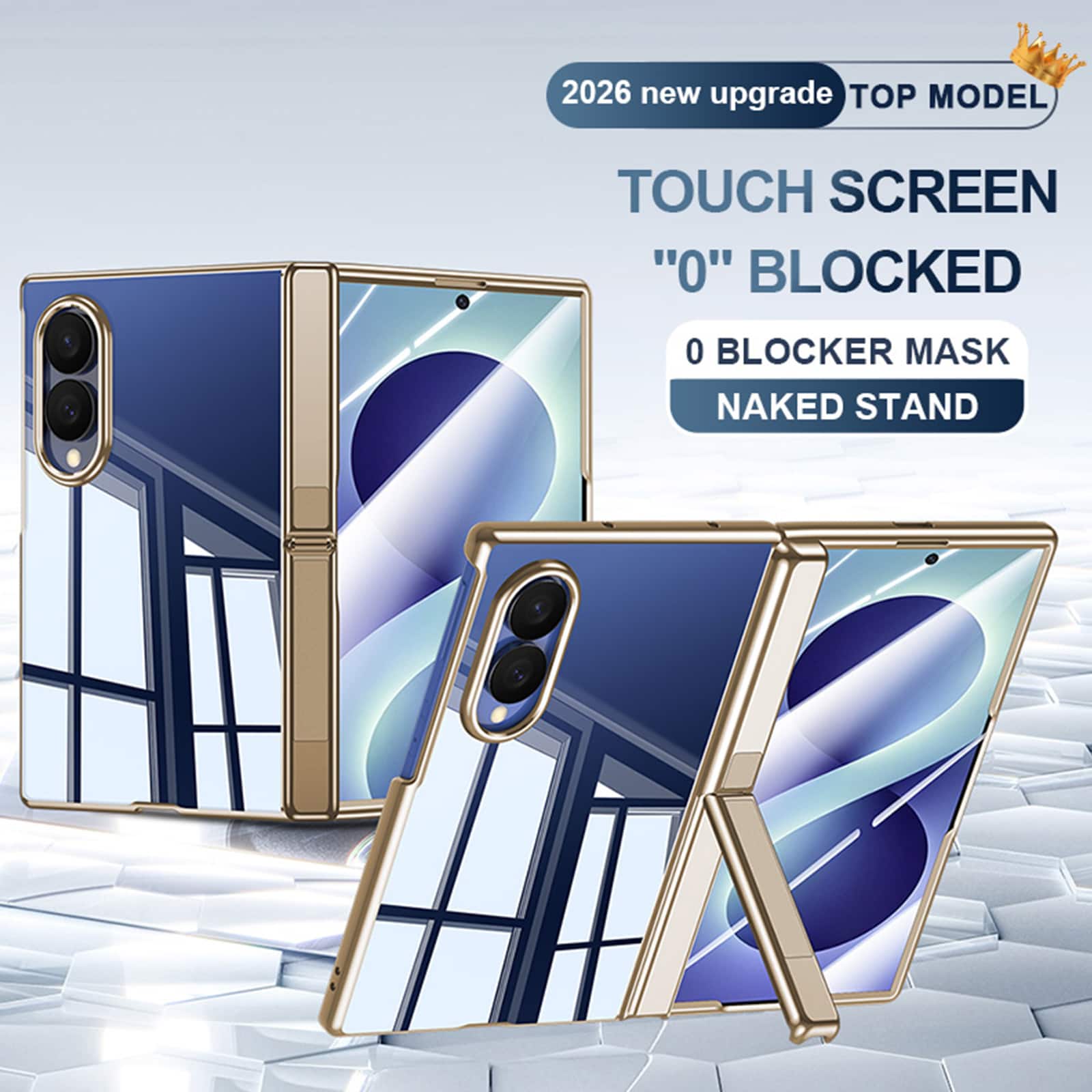 Dteck - For Samsung Galaxy Z Fold8 Clear Case Shockproof Fold Kickstand Hinge Protection Cover Built-in Screen Protector - Gold(clear film) price history on PriceWatchPro
