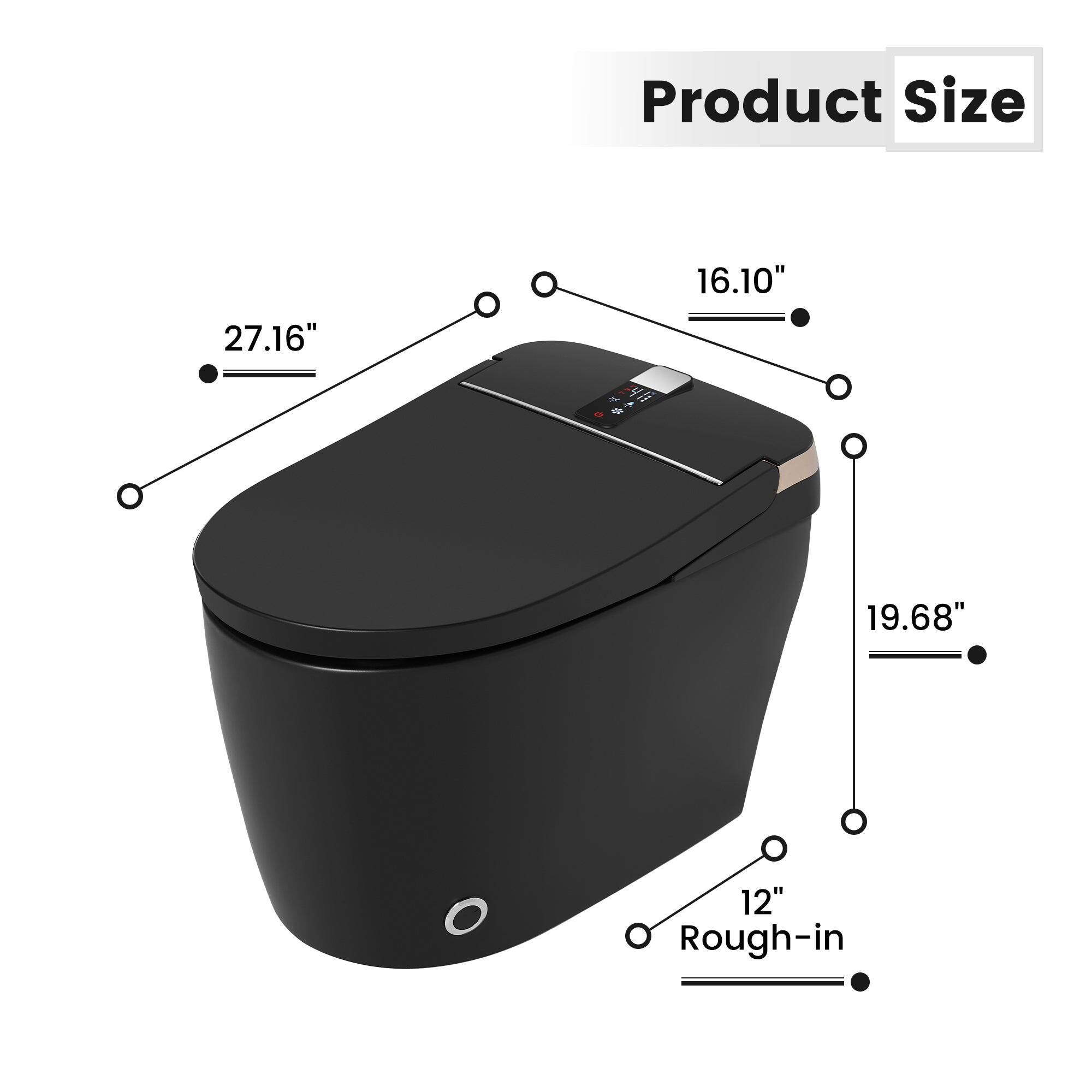 Product Size  
27.16" x 16.10" x 19.68"  
Rough-in: 12"