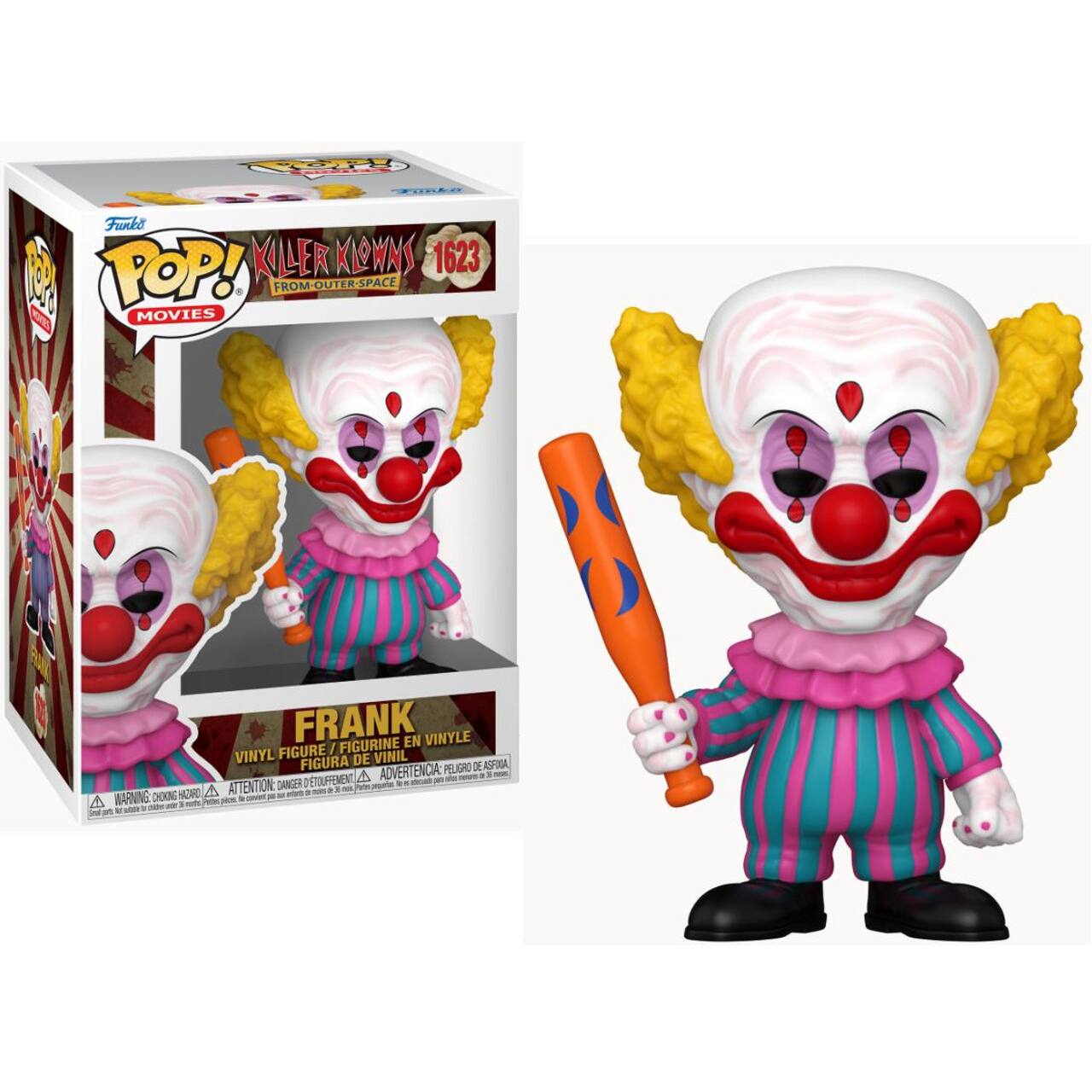 TmEn Funks 1 KILER KLOWNS 1623 POP! MOVIES FROM OUTER-SPACE OUTER SPACE FRANK EN VINYLE FIGURE / FIGURINE VINYL FIGURA DE VINIL PELIGRO DE ASMA VETOUFFEMENT A ADVERTENCIA - a - ATTENTION DANGER .