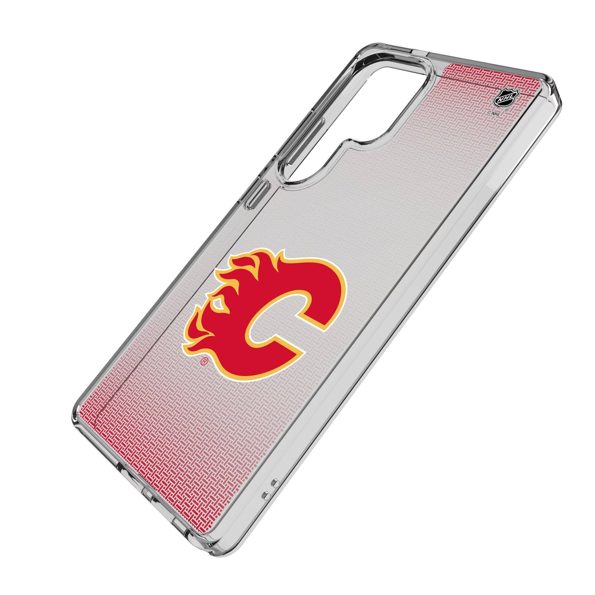 Alt View 1. Keyscaper - Calgary Flames Linen Logo Galaxy Clear Case - S25 - Multicolor.