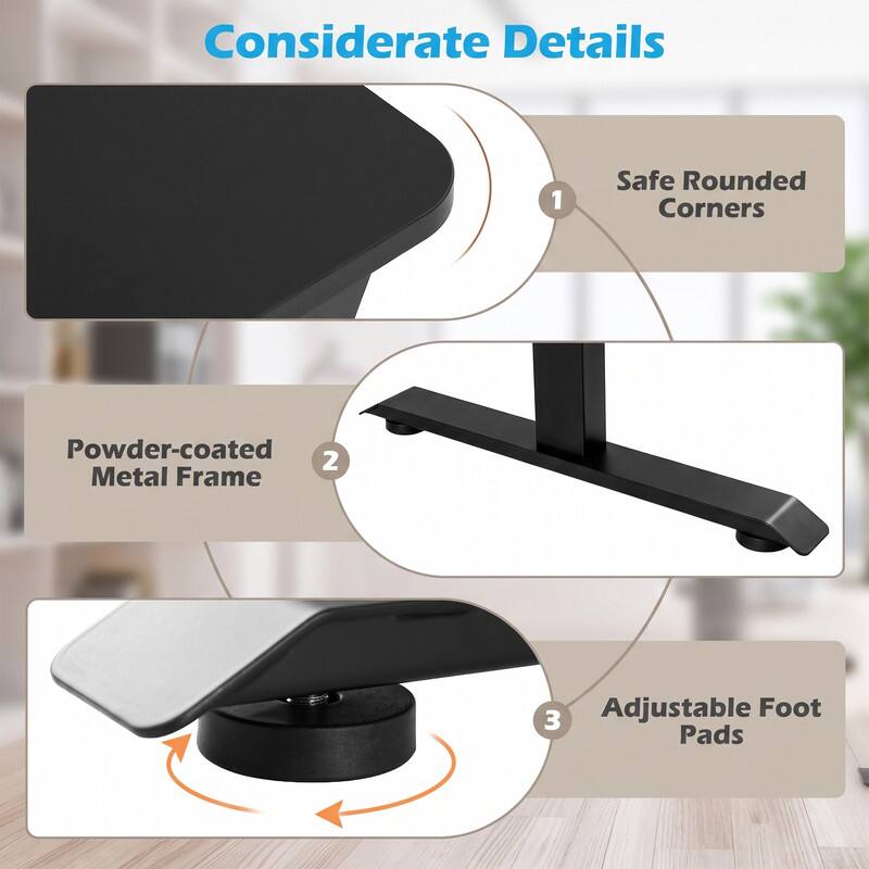 Considerate Details
1. Safe Rounded Corners
2. Powder-coated Metal Frame
3. Adjustable Foot Pads