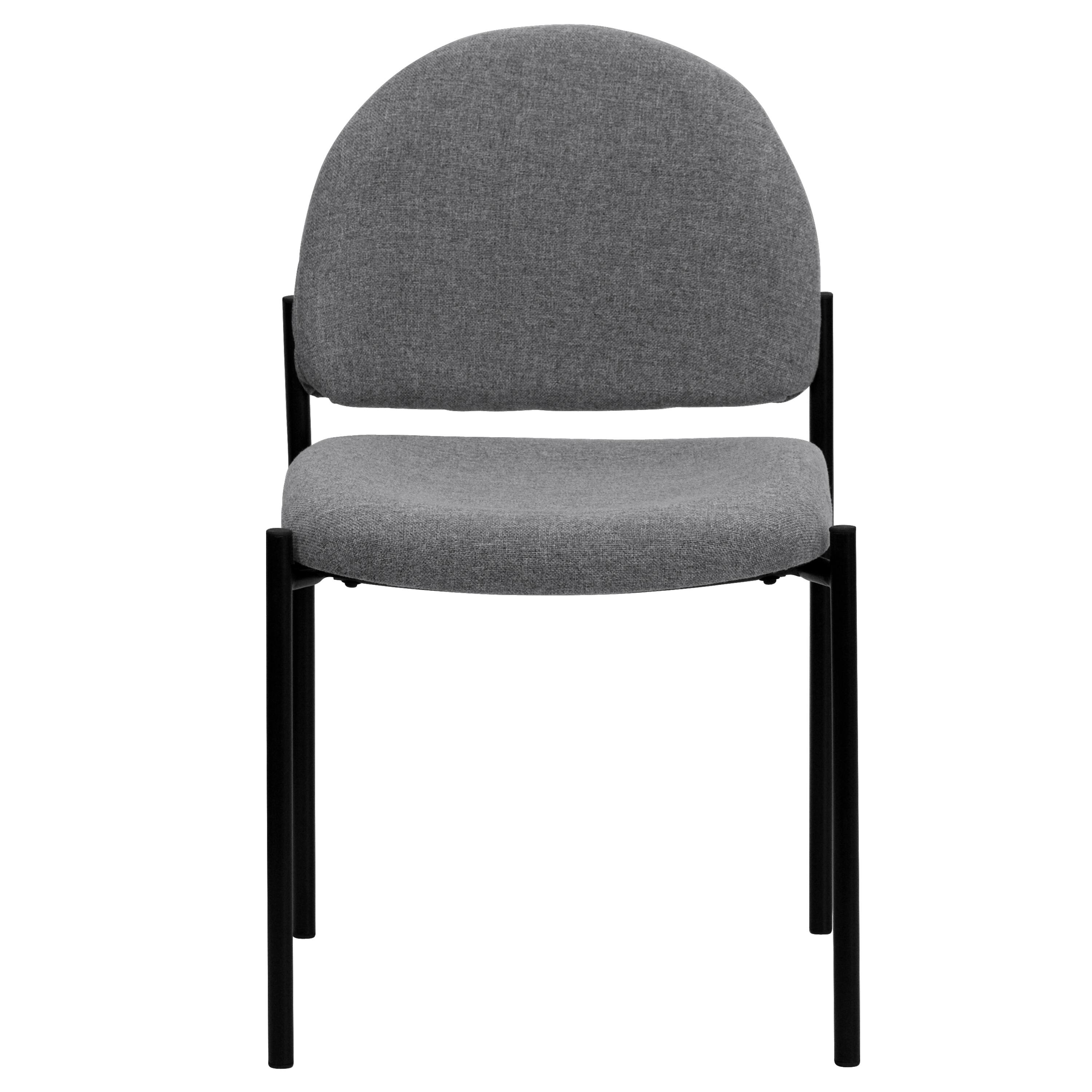 Alt View 7. Emma + Oliver - Comfort Stackable Steel Side Reception Chair - Gray Fabric.