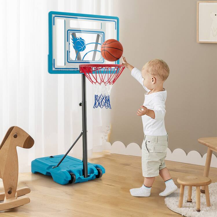 Back. SlickBlue - Swimming Pool Basketball Hoop with Adjustable Height for Kids and Adults - Blue.