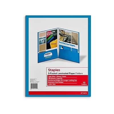 Staples - Glossy 2-Pocket Paper Folder, 10/Pack (13373-CC) - Light blue price history on PriceWatchPro