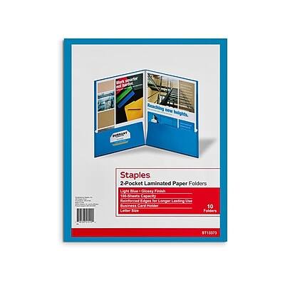 Staples - Glossy 2-Pocket Paper Folder, 10/Pack (13373-CC) - Light blue