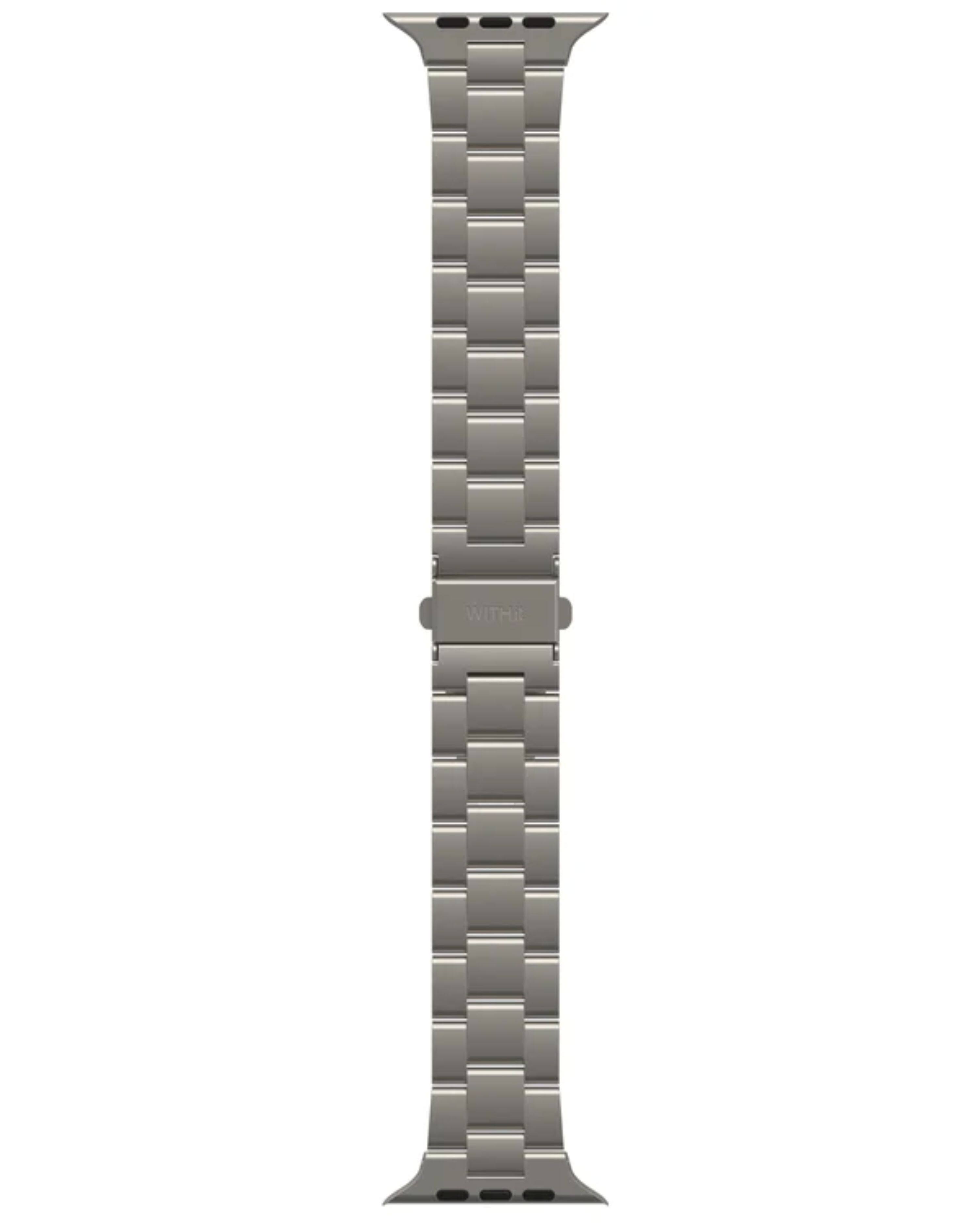 Angle. Wrangler - Titanium 22mm x 20mm Easy-Removable Link Band – Compatible with 42/44/45mm, Ultra, and Ultra 2 (49/33mm) Apple Watch - Titanium.