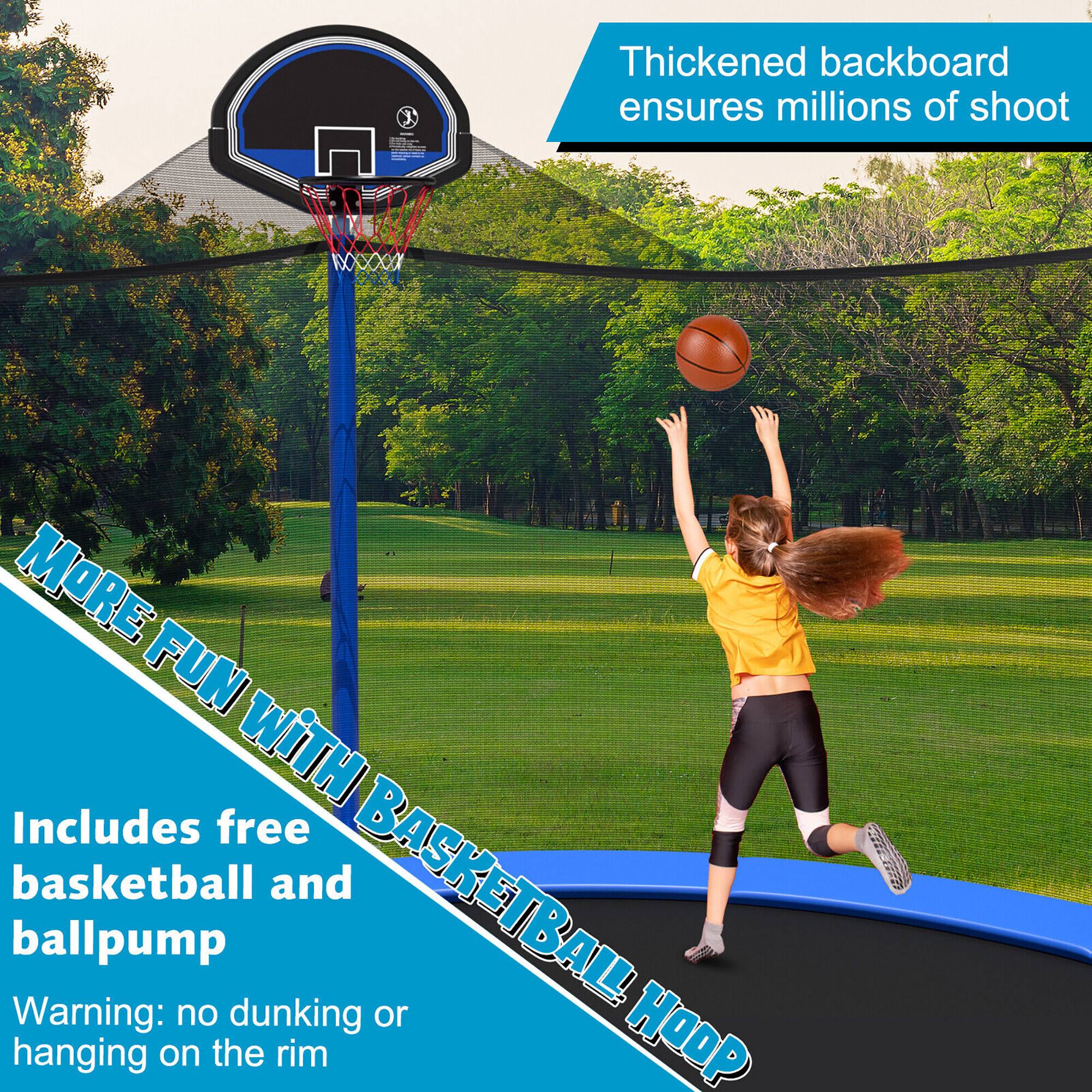 Thickened backboard ensures millions of shoot

More fun with BASKETBALL HOOP

Includes free basketball and ballpump

Warning: no dunking or hanging on the rim