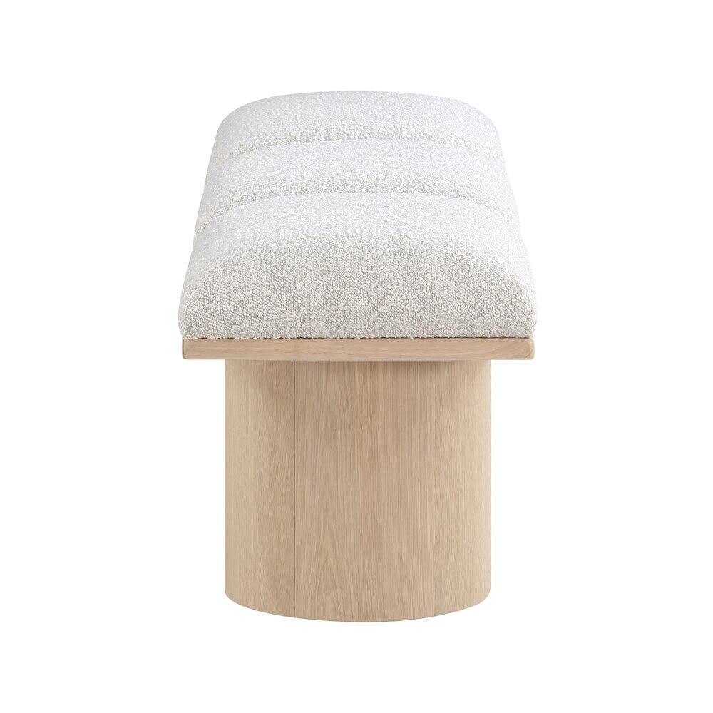 Left. Meridian Furniture - Pavilion Cream Boucle Fabric Bench - Cream Boucle Fabric.