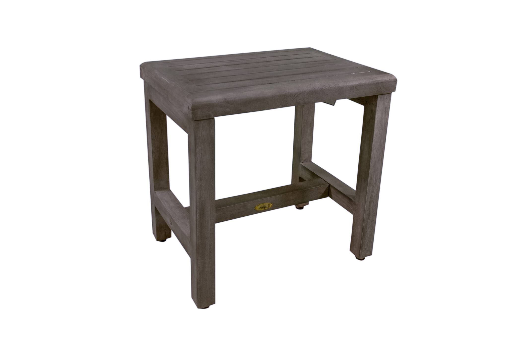 Angle. CoastalVogue - CoastalVogue Eleganto 18" Wide Shower Bench in Antique Gray Finish - Antique Gray.