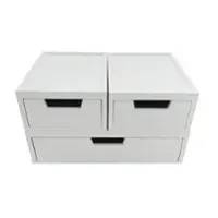 Martha Stewart - Weston Set of 3 Engineered Wood Storage Boxes with Pullout Drawers in White - White - Front_Zoom