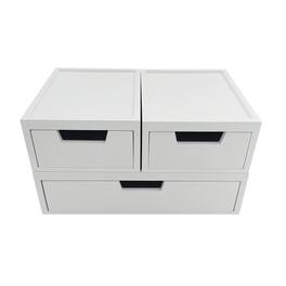 Martha Stewart - Weston Set of 3 Engineered Wood Storage Boxes with Pullout Drawers - White