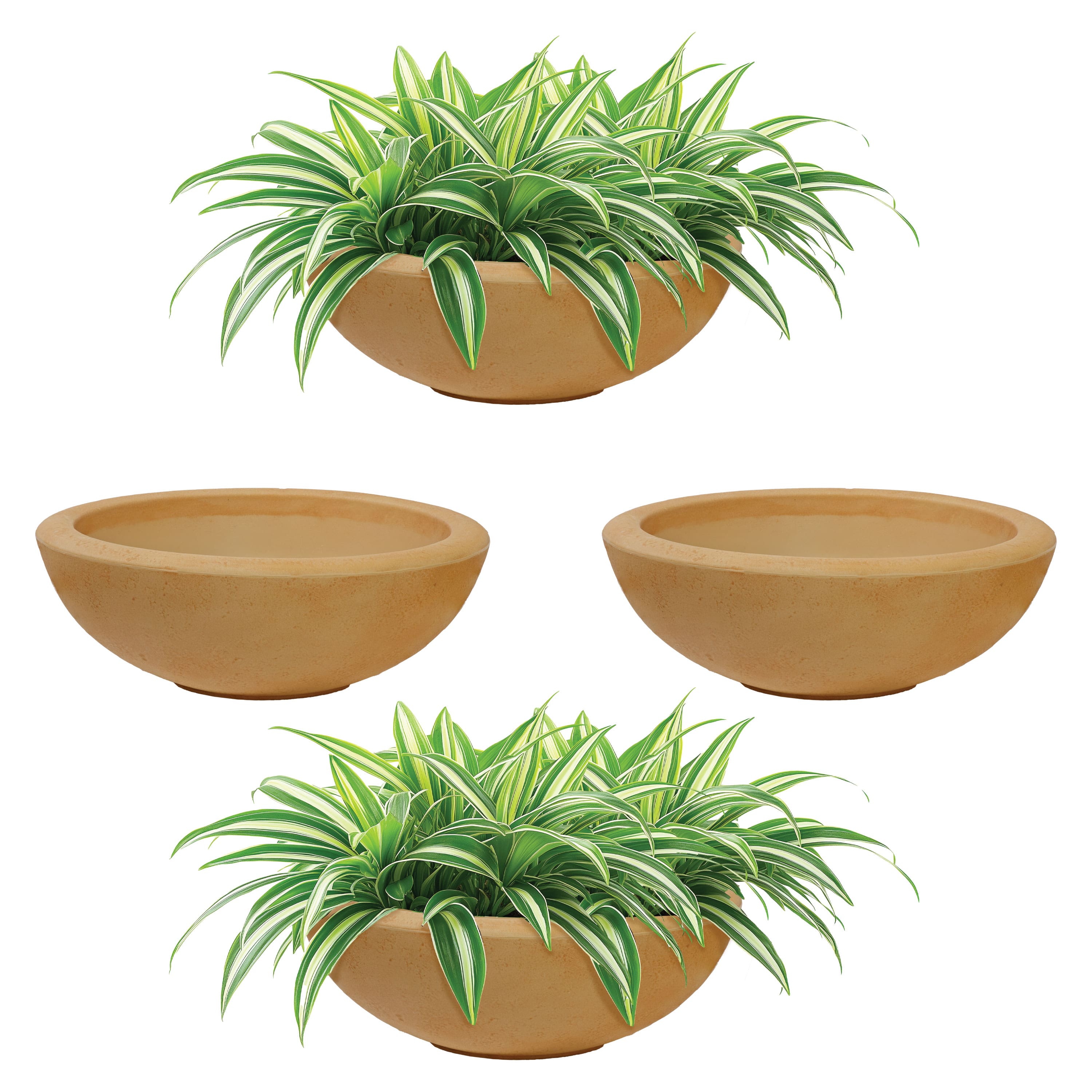 Sunnydaze - 20.75 in Percival Round Polyresin Outdoor Planter - 4pk - Sand price history on PriceWatchPro