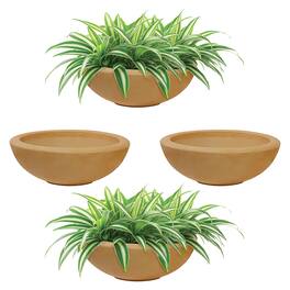 Sunnydaze - 20.75 in Percival Round Polyresin Outdoor Planter - 4pk - Sand