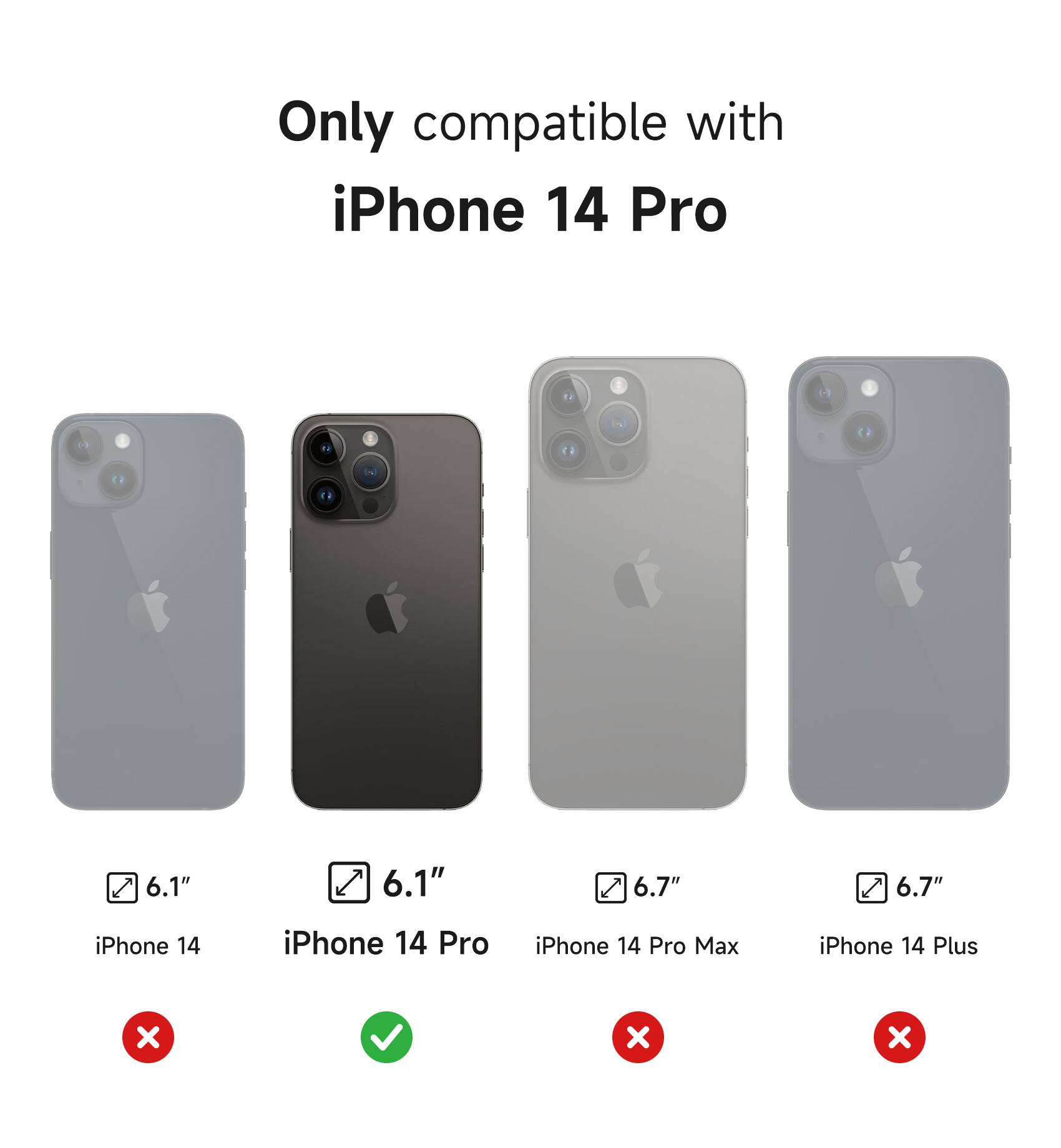 Only compatible with iPhone 14 Pro

6.1" iPhone 14
6.1" iPhone 14 Pro
6.7" iPhone 14 Pro Max
6.7" iPhone 14 Plus