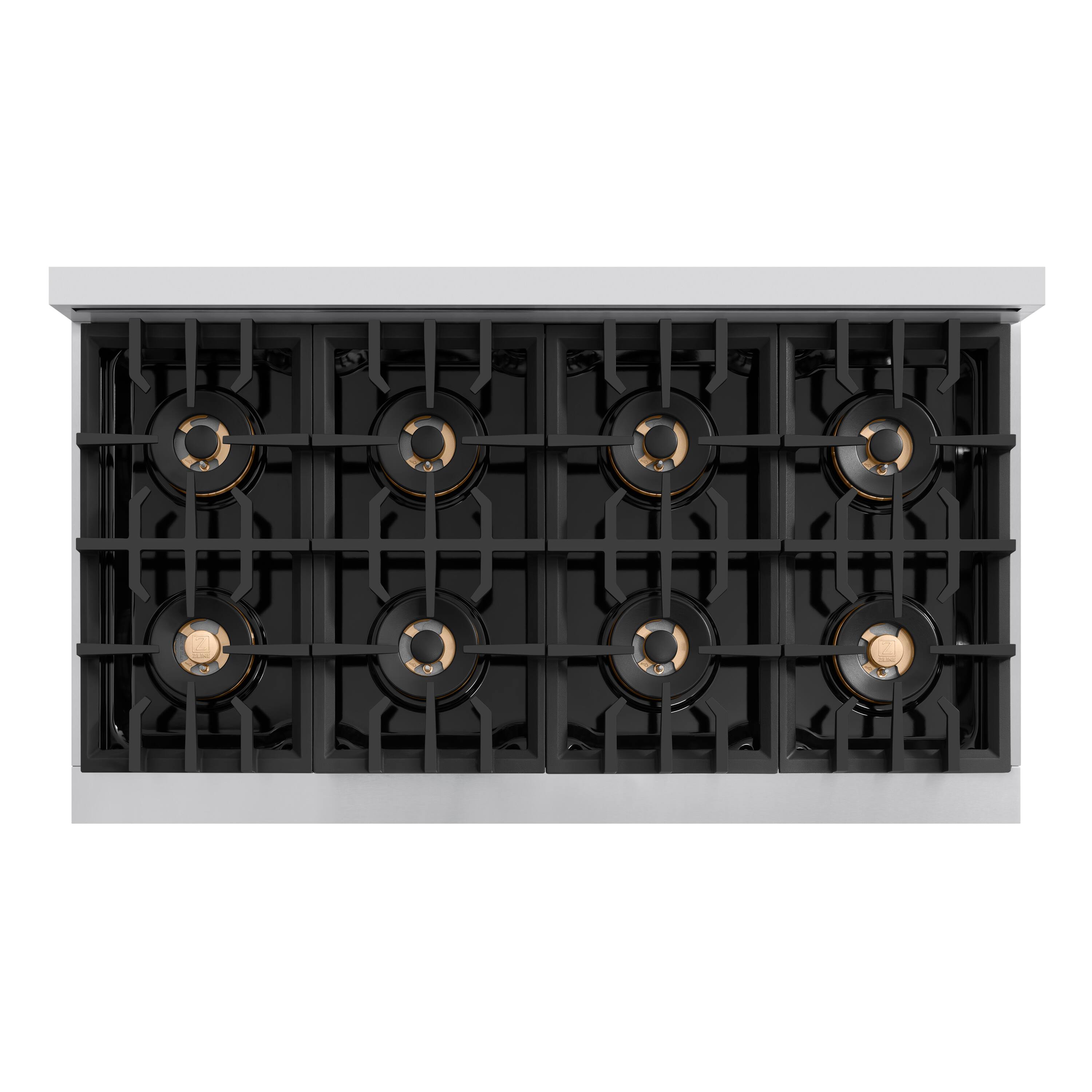 Alt View 14. ZLINE - Autograph 48 in. 6.7 cu. ft. Classic Freestanding DuoPro Gas Range with Convection Oven & Champagne Bronze Accents - Stainless Steel.