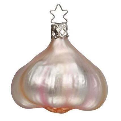 Front. Inge Glas - Inge Glas Clove of Garlic Food German Glass Christmas Tree Ornament FREE BOX - White.