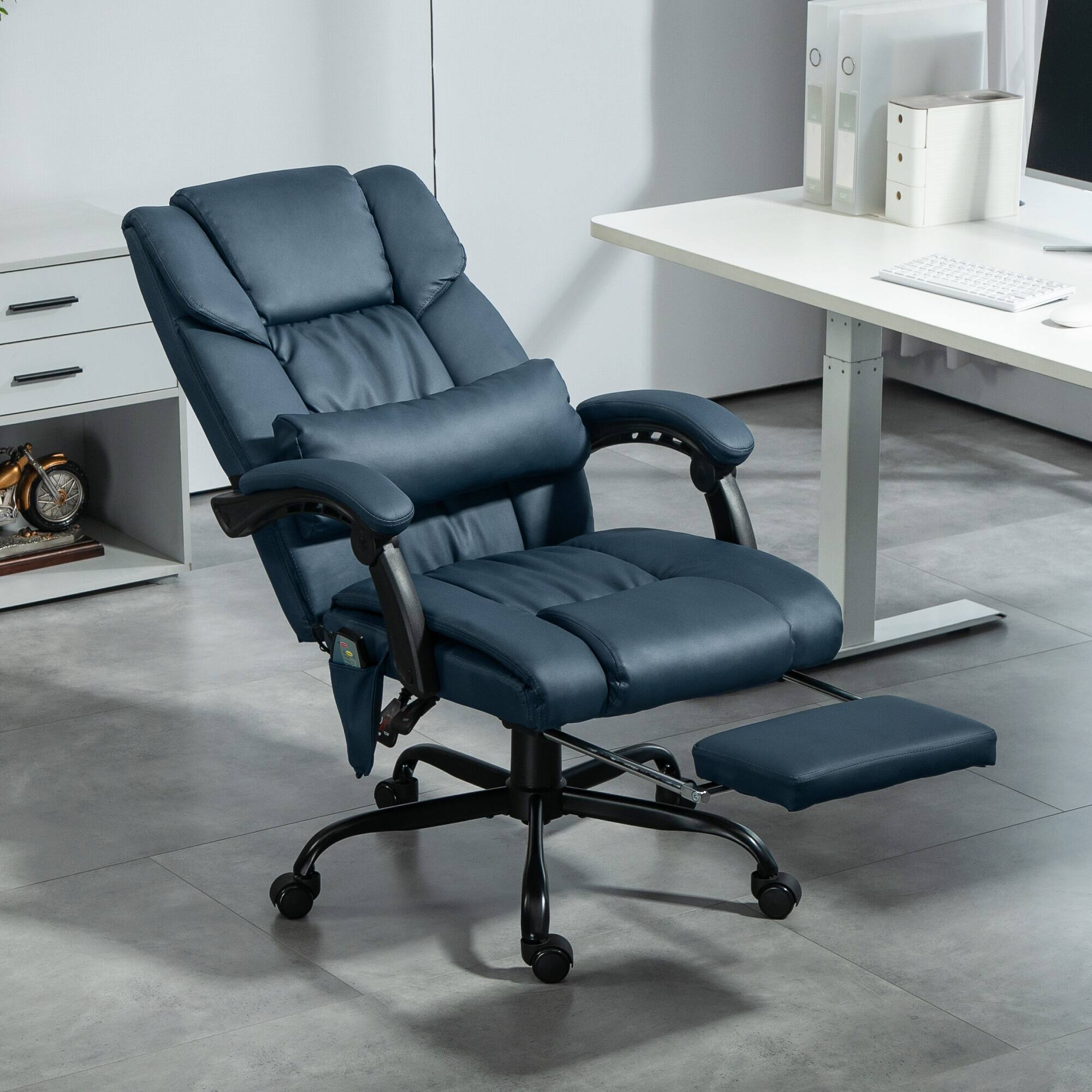 Alt View 1. Vinsetto - High Back Massage Office Chair with 6 Vibration Points, PU Leather Reclining Computer Chair - Blue.