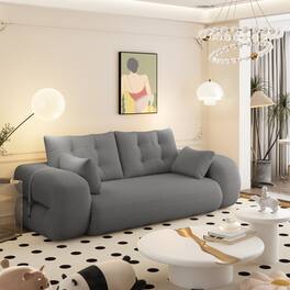 Anysun - Sofa Bed - 3-in-1 Foldable Sleeper, Teddy Fabric, Foam-Filled, for Living Room, Guest Bed & Playroom - Gray