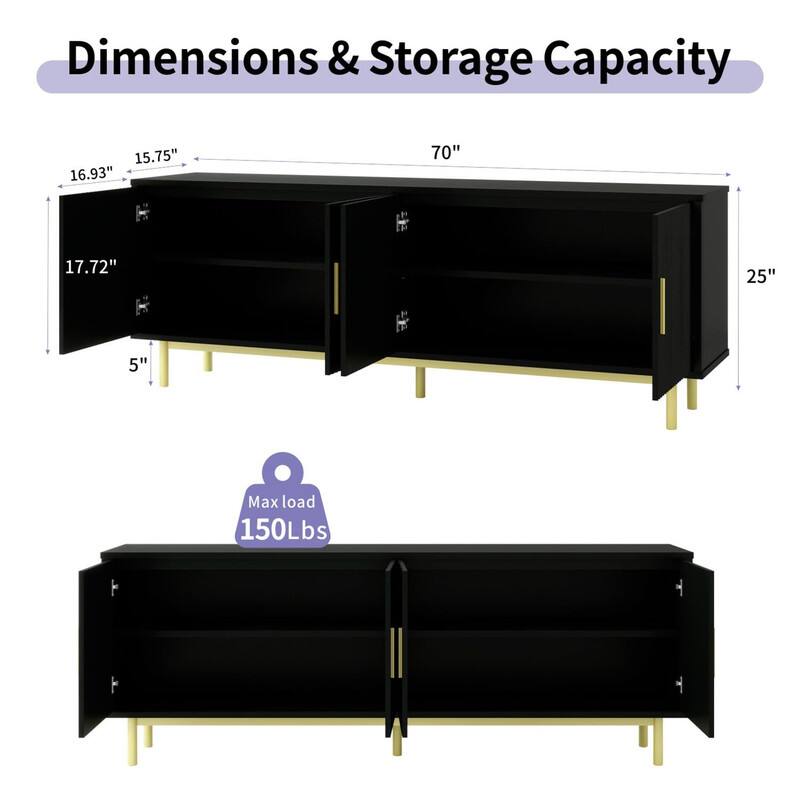 Dimensions & Storage Capacity

- Length: 70"
- Width: 25"
- Height: 17.72"
- Depth: 15.75"
- Drawer Height: 5"
- Max Load: 150Lbs