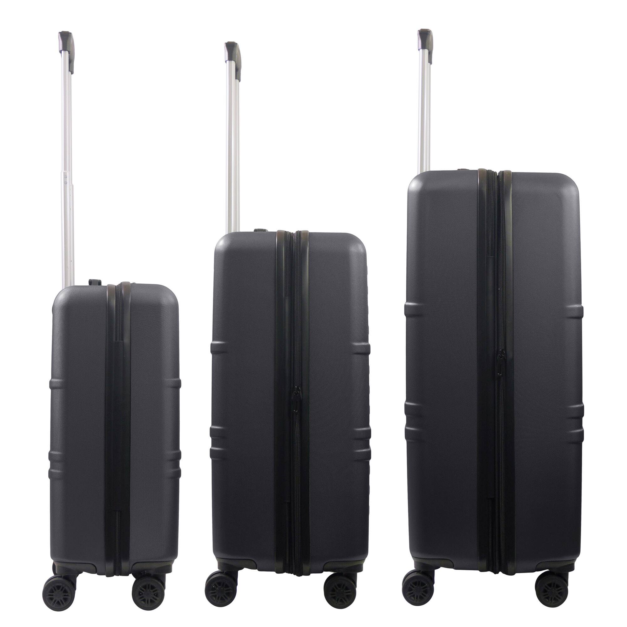 Left. American Dreamliner - 3-Piece Hardside Luggage Set – 22.5", 26.5", 30" - BLACK.