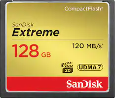 Front. SanDisk - Extreme 128GB CompactFlash (CF) Memory Card - Gold.