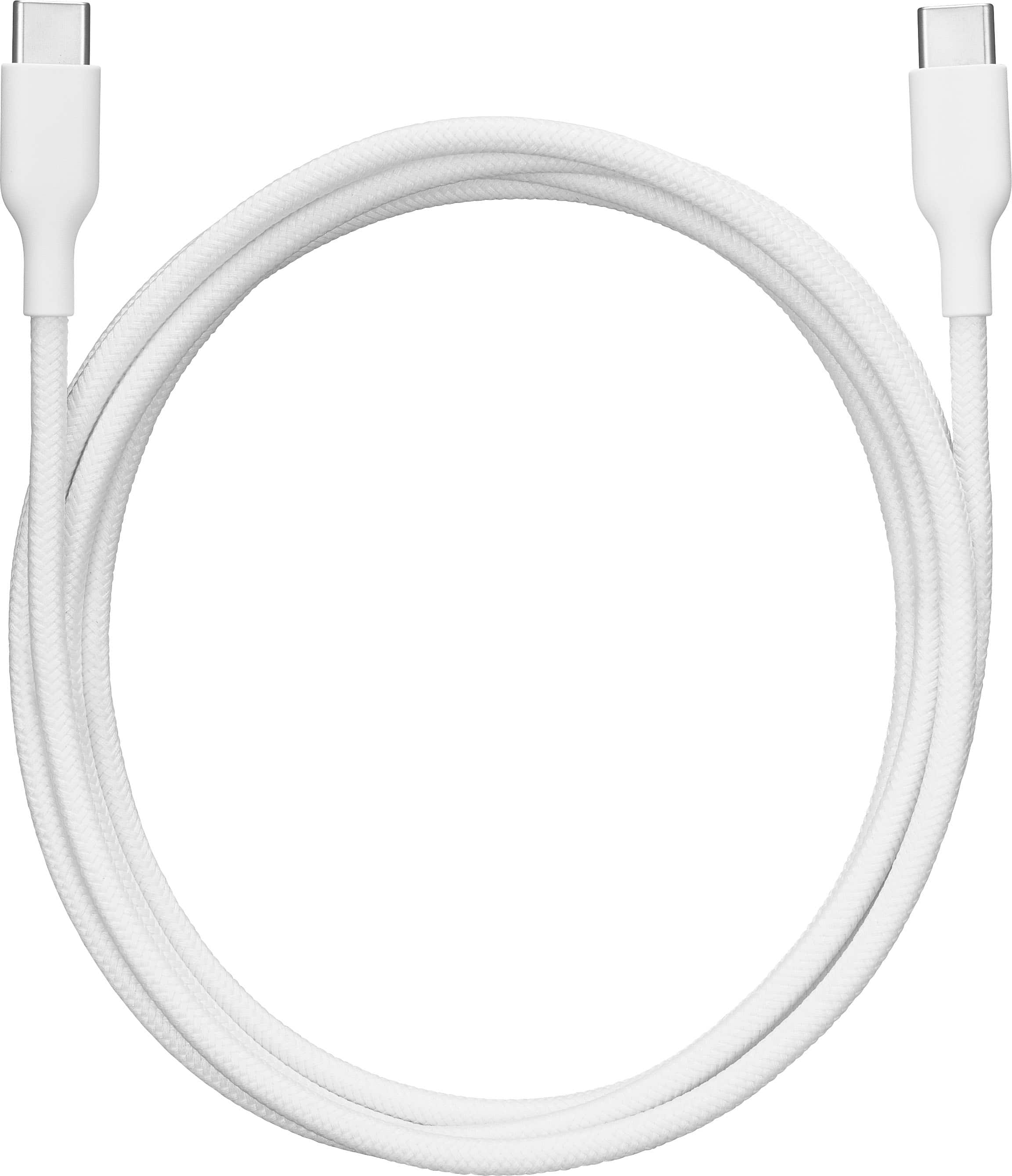 Alt View 1. Best Buy essentials™ - 6' USB-C to USB-C Braided Charge-and-Sync Cable - White.