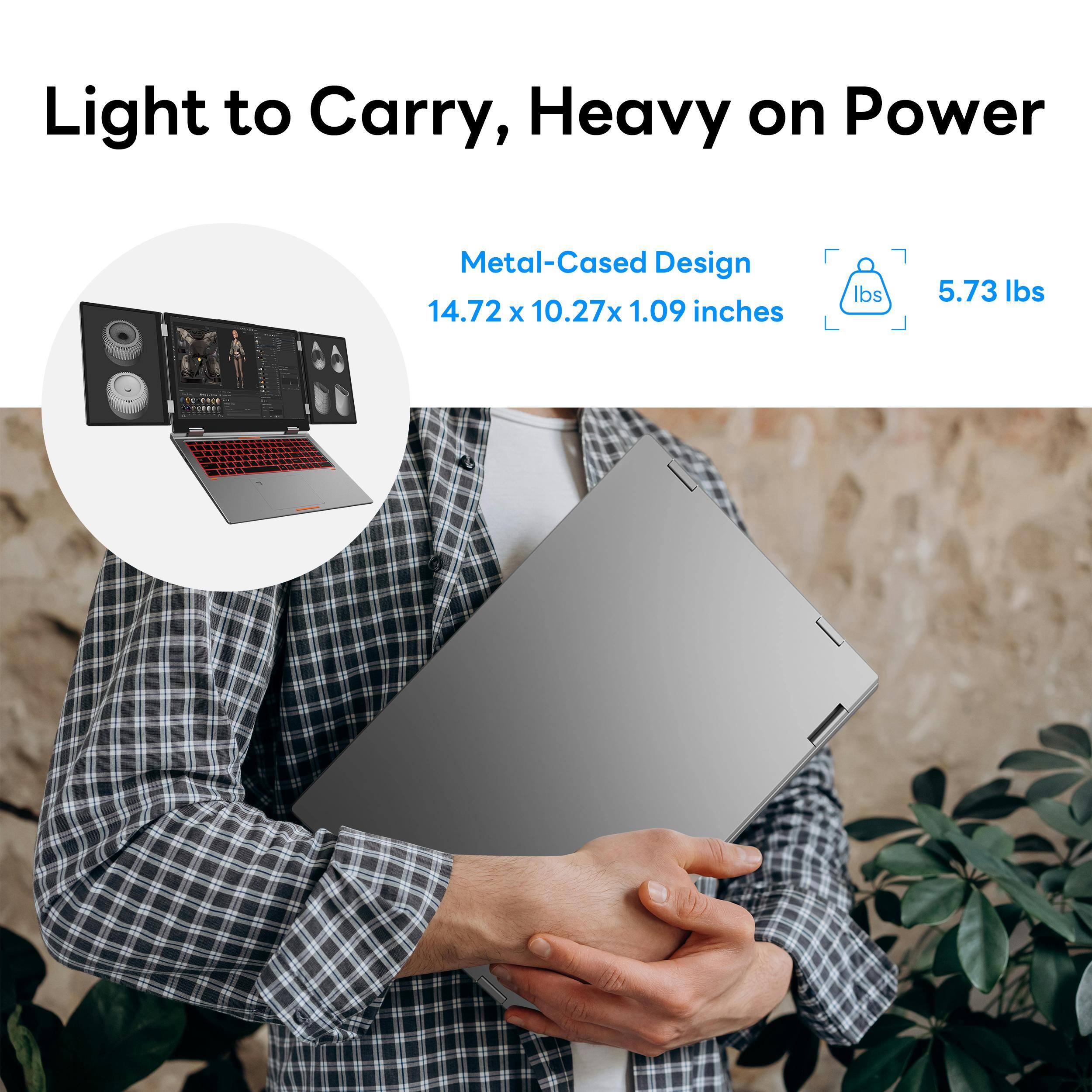 Light to Carry, Heavy on Power

Metal-Cased Design  
14.72 x 10.27 x 1.09 inches  
5.73 lbs