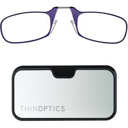 ThinOptics - 2.5 Reading Glasses with Silver & Black Metal Universal Pod Case - Purple