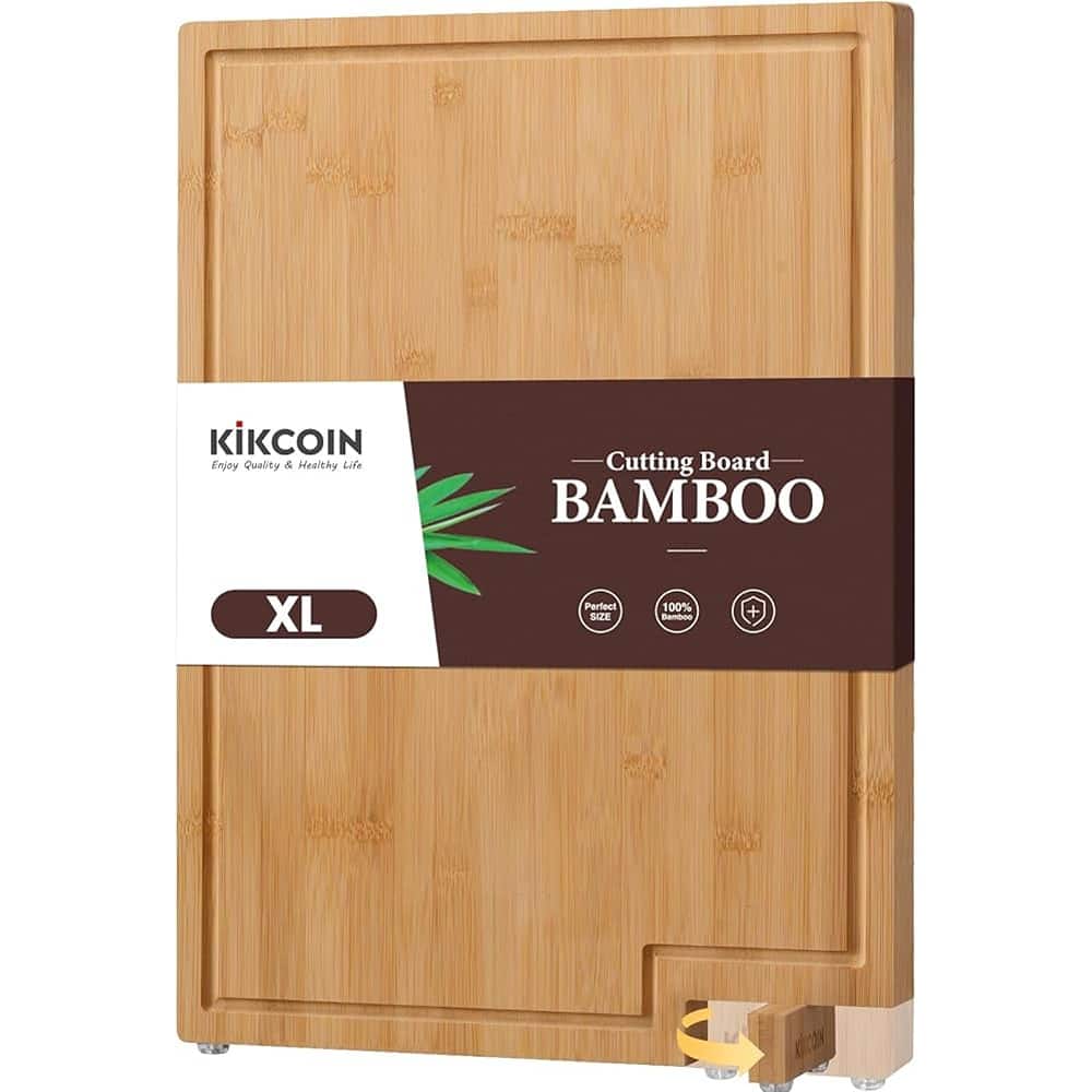 PARKER SLATER - Kikcoin Bamboo Cutting Board 17"x11.3" with Juice Groove & Kickstand