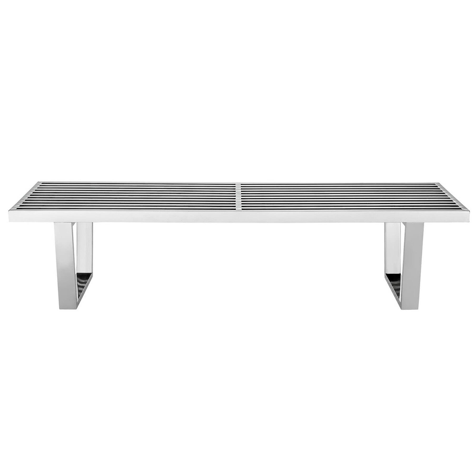 Left. Modway - Sauna 5' Stainless Steel Bench by Modway - Silver.